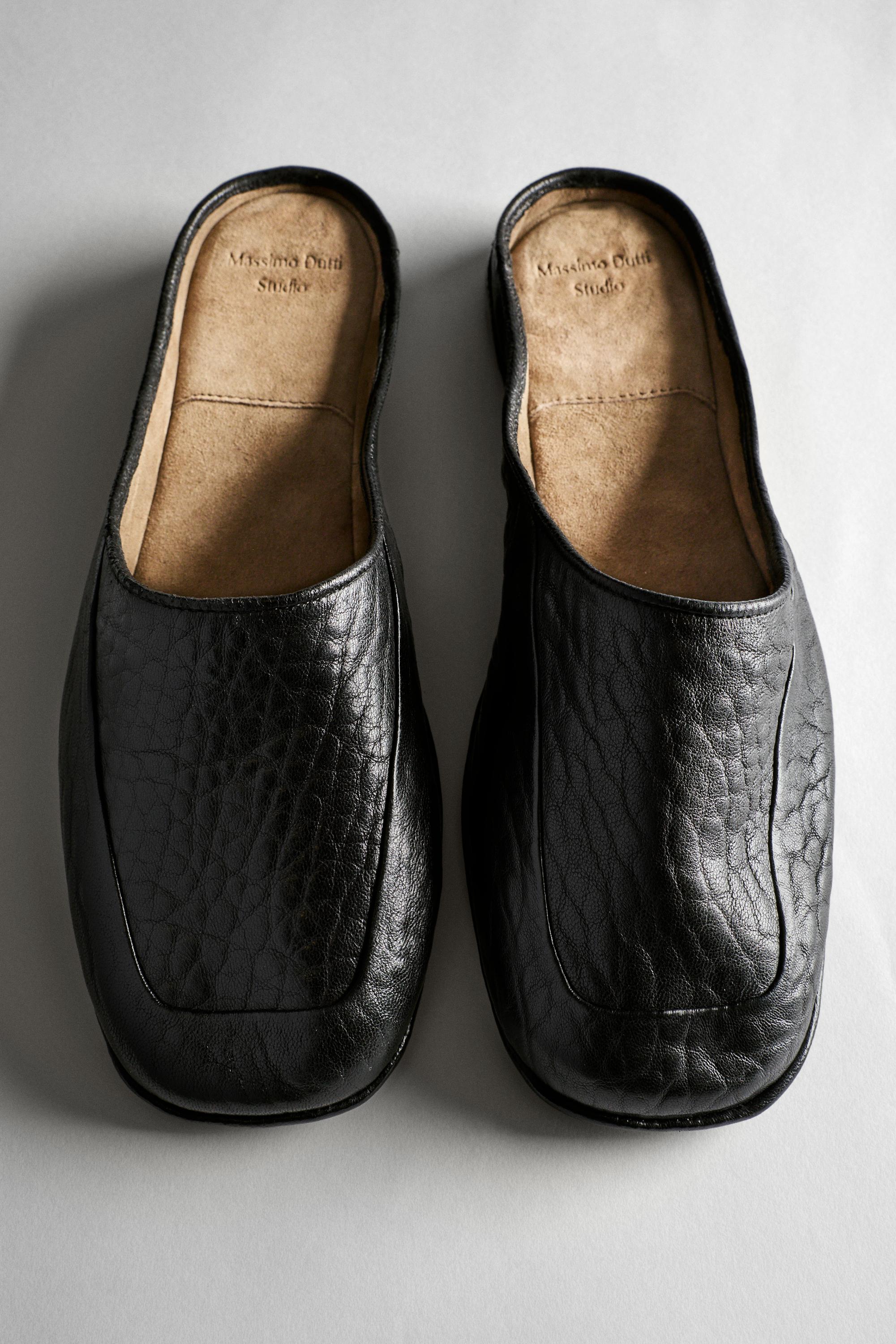 Soft leather mules